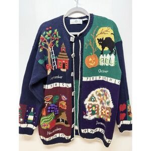 Design Options Cardigan Holiday Calendar Large Embroidered‎  Granny Core #32